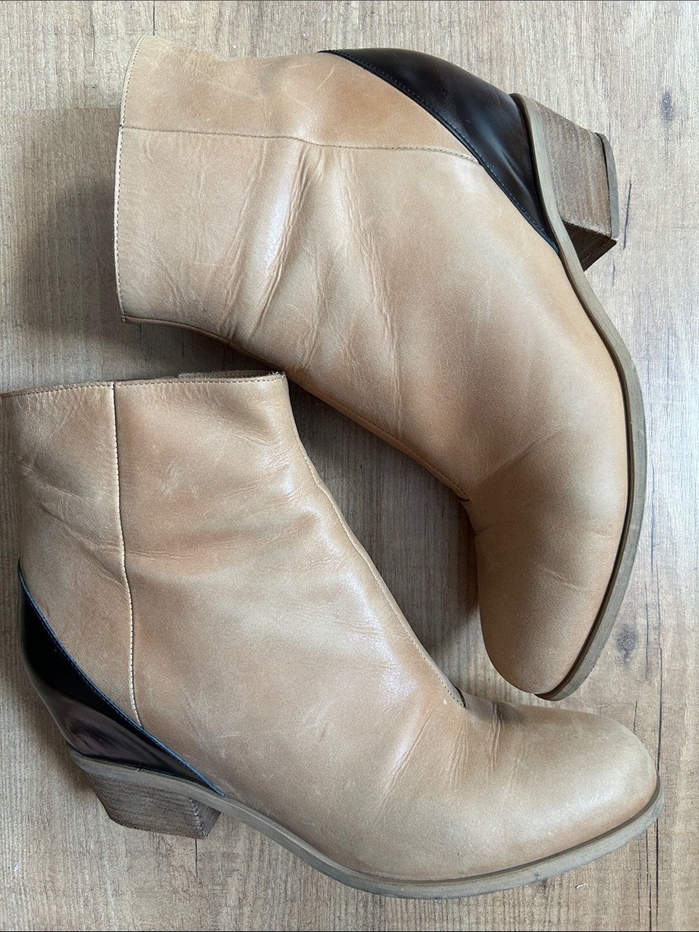 MM6 Maison Martin Margiela Tan Leather Ankle Strap Heel Boots